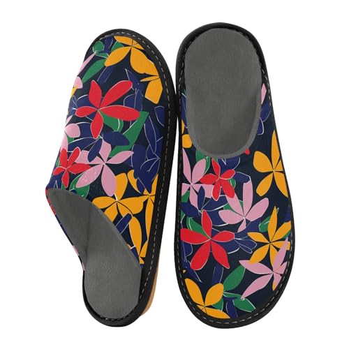 Damen-Hausschuhe, Azaleen-Blumen-Design, Rot / Grün, Hausschuhe für Innenschlafer, weiche Hausschuhe für Damen, gemütliche Damen-Hausschuhe, Größe 39,5 von miaozhen