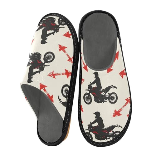 Damen-Hausschuhe, Motorrad-Silhouette, Hausschuhe, Hausschuhe, warm, gemütlich, Größe 41 von miaozhen