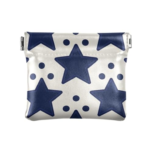 Dunkelblaue Sterne gepunktet Beige Bargeld Geldbörse Niedliche Make-up Periode Tasche für Damen Handtasche de tela para mujer, Dunkelblau Sterne gepunktet beige, 1 size von miaozhen
