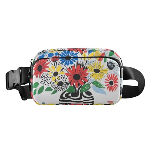 Eine Vase mit Blumen, trendige Gürteltasche mit Reißverschluss, für Damen und Herren, vielseitig einsetzbar, mit verstellbarem Riemen, für Reisen, Laufen, Wandern, Bulto de Cintura Para, Eine Vase mit von miaozhen