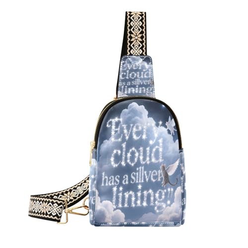 Every Cloud Has A Silver Lining Animal Cat Crossbody Bag Lightweight Body Bag for Women for Hiking Every Cloud Has A Silver Lining Animal Cat, Jede Wolke hat eine silberne Katze von miaozhen