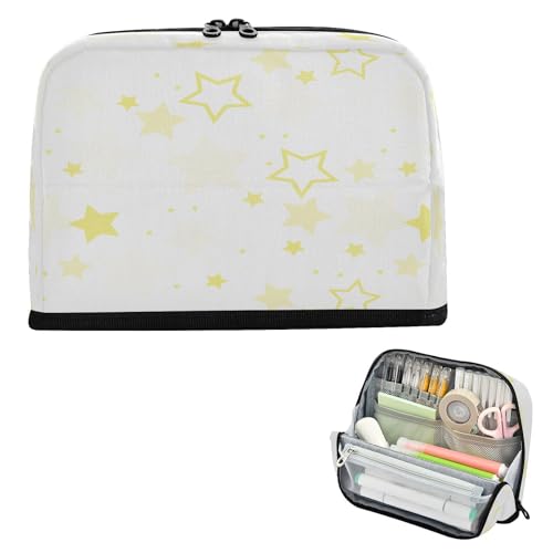 Federmäppchen, großes Fassungsvermögen, Make-up-Tasche, Schreibwaren, Stifte-Tasche für Studenten, Grundschule, Baby, Gelb, Weiß, Sterne, Bolsas de Maquillaje para mujer von miaozhen