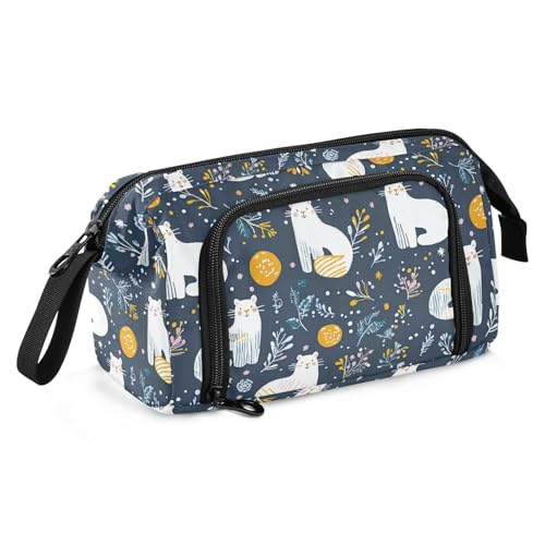 Federmäppchen große Kapazität Bürobedarf Federmäppchen mit Fach Federmäppchen für Jugendliche Schulbedarf einfache Cartoon weiße Katzen Safari estuche para lapices mujer von miaozhen