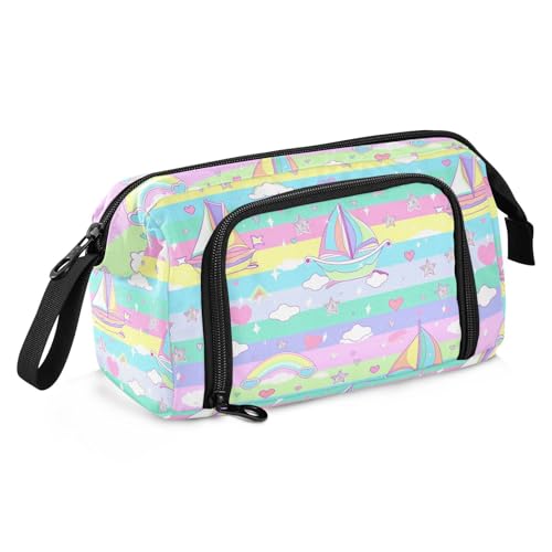 Federmäppchen große Kapazität Federmäppchen Organizer mit Reißverschluss Federmäppchen kosmetische Make-up für Preppy Schulmaterial Segelboot Insel Cartoon estuche de lapices para mujer von miaozhen