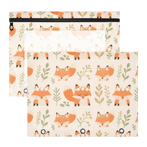 Federmäppchen mit 3 verstärkten Ösen, Kunststoff-Aktenordner für A4-Papier, Briefe, 2 Stück, Studenten, College-Zubehör, niedliches Tier, Fuchs, Blume, Bolsa, Para Lapices Federmäppchen mit 3 verstärkten Ösen, Kunststoff-Aktenordner für A4-Papier, Briefe, 2 Stück, Studenten, College-Zubehör, niedliches Tier, Fuchs, Blume, Bolsa, Para Lapices von miaozhen