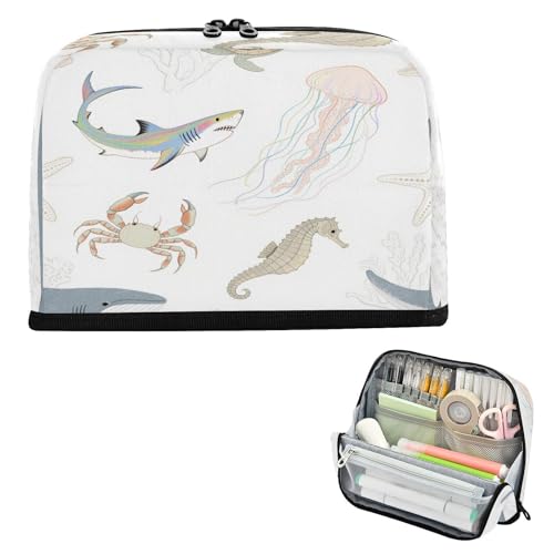 Federmäppchen mit großem Fassungsvermögen, weiches Schreibwaren-Federmäppchen für Studenten, Kindergarten, weiche Farbe, Unterwassertiere, Wal, Quallen, Bolsas de Maquillaje para mujer von miaozhen