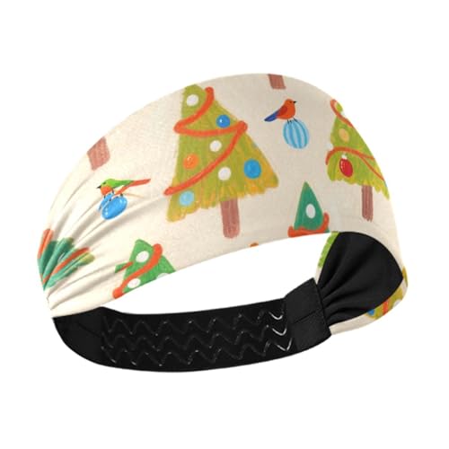 Frohe Weihnachten, grüner Weihnachtsbaum, feuchtigkeitsableitend, athletisches Stirnband für Damen, dehnbar, breite Stirnbänder für Damenhaar, Volleyball, Fußball, Fitnessstudio, Tennis, Diademas para von miaozhen