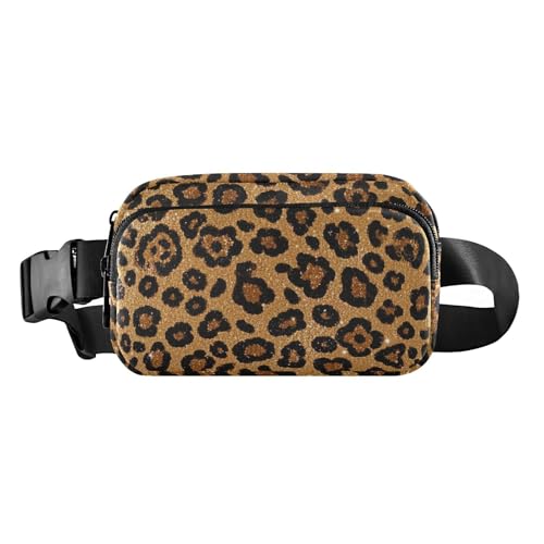 Gefälschte Glitzer Leopard Print Braun Nette Crossbody Tasche Anti Diebstahl Taille Pack für geschäftsfrauen Kleine mit Verstellbaren Gürtel für Reise Gym Arbeit accesorios para correr mujer, von miaozhen