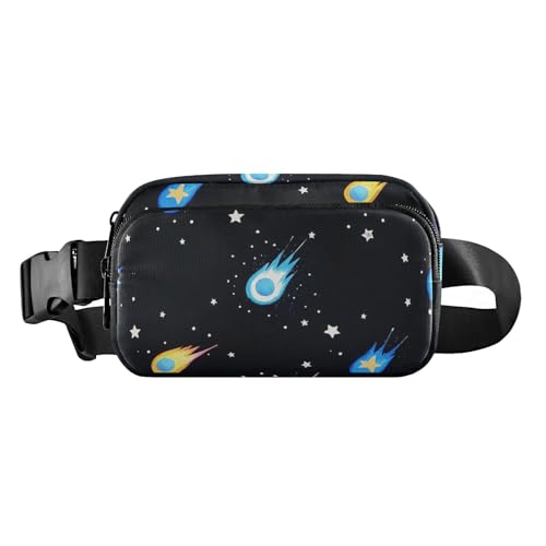 Gürteltasche für Damen und Herren, Motiv: Sternschnuppe, Cartoon, schwarzer Himmel, wasserabweisend, mit verstellbarem Riemen, für Reisen, Fitnessstudio, Arbeit, Bolso de Lado Para, Sternschnuppe, von miaozhen
