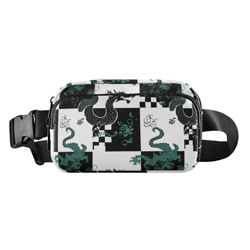 Gürteltasche für Herren und Damen, mit Drachenmuster, klein, mit verstellbarem Riemen, für Radfahren, Wandern, Fitnessstudio, Bolsas de Cintura para mujer, Schwarz / Grün / Weiß, Schwarz Grün Weiß Gürteltasche für Herren und Damen, mit Drachenmuster, klein, mit verstellbarem Riemen, für Radfahren, Wandern, Fitnessstudio, Bolsas de Cintura para mujer, Schwarz / Grün / Weiß, Schwarz Grün Weiß von miaozhen