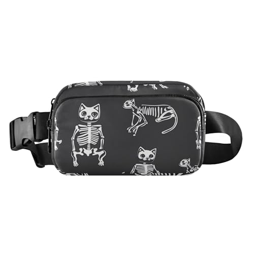 Gürteltasche mit niedlichem Katzen-Skelett-Motiv, Knochen, für Damen und Herren, wasserabweisend, mit verstellbarem Riemen, für Reisen, Laufen, Wandern, Bolsa para hombre de cintura, Niedliche Gürteltasche mit niedlichem Katzen-Skelett-Motiv, Knochen, für Damen und Herren, wasserabweisend, mit verstellbarem Riemen, für Reisen, Laufen, Wandern, Bolsa para hombre de cintura, Niedliche von miaozhen