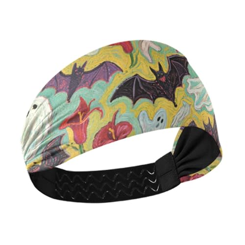 Halloween-Fledermäuse, rote Calla-Lilie, Ölgemälde, rutschfest? Baseball-Stirnband, dehnbare Schweißbänder für Damen, für Yoga, Tennis, Volleyball, Fitnessstudio, Diadema para mujer von miaozhen