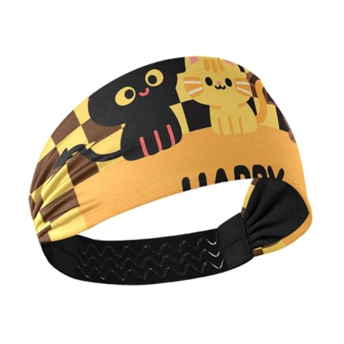 Happy Halloween Fledermaus schwarze Katze, kühlende Damen-Stirnbänder, elastische Haarbänder für Workout, Workout, Fußball, Laufen, Vendas para el pelo mujer von miaozhen