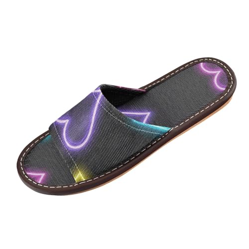 Hausschuhe für Damen und Herren, für drinnen und draußen, waschbar, niedlich, offener Zehenbereich, für Reisen, Flugzeug, Hotel, Sandalias para mujer, Neon Cololove Reds, 37.5/38 EU von miaozhen