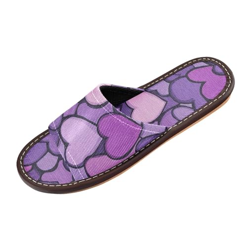 Herren-Hausschuhe, Herzform, waschbar, gemütlich, personalisierbar, für Reisen, Flugzeug, Hotel, Zapatillas para mujer, Violett, Herzform, Violett, 38.5/39.5 EU von miaozhen