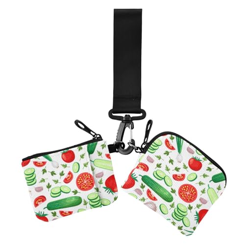 Köstliche Gurkentomate, bunte Damen-Geldbörsen, Kartenetuis, kompakte Größe, Münzgeldbörse, Kleingeldhalter mit Reißverschlussfach für Damen und Mädchen, 2 Stück, köstliche Gurkentomate, bunt, modern, von miaozhen