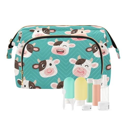 Kosmetiktasche mit niedlicher weißer Kuh für Damen, Reisen, leicht, für Damen, Münzgeldbörse für Make-up, Organizer, Monedero de tela para mujer, Cartoon-niedliche weiße Kuh, Modern von miaozhen