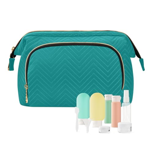 Kulturbeutel für Damen, einfarbig, einfarbig, wasserdicht, für Make-up-Pinsel, Dunkelcyan, Dunkelcyan, einfarbig, einfarbig, Modern Kulturbeutel für Damen, einfarbig, einfarbig, wasserdicht, für Make-up-Pinsel, Dunkelcyan, Dunkelcyan, einfarbig, einfarbig, Modern von miaozhen
