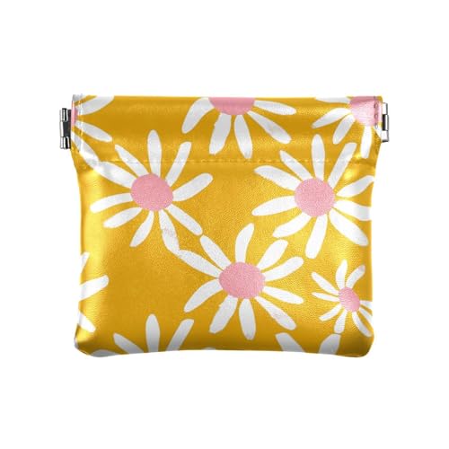 Mini-Kartenhalter mit weißen Gänseblümchen, Gelb, ausgefallenes Reisezubehör für Damen, Handtasche, Monederos Pequenos de Mujer, Weiße Gänseblümchen, Gelb, 1 size von miaozhen