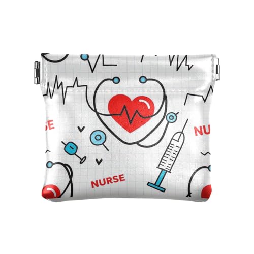 Mini-Münzgeldbörse mit Krankenschwester-Elements-Cartoon-Motiv, tragbar, Schmuck für Damen, de tela para mujer, Krankenschwester-Elemente, Cartoon, 1 size von miaozhen