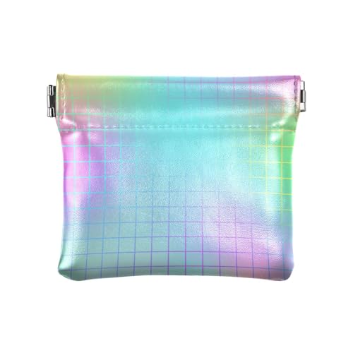 Mini-Münzgeldbörse mit buntem Laser-Design, niedliche Make-up-Tasche, Kleingeldbörse für Damen, Handtasche, Mini-Monedas, Bunte Quadrate im Laserdesign, 1 size von miaozhen