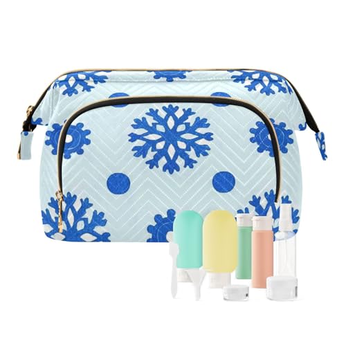 Modische Reisetasche für Damen, Motiv: Schneeflocke, blaue Punkte, tragbare Damen-Münzgeldbörse für Make-up-Pinsel, Monedero de tela para mujer, Schneeflocke, blauer Punkt, trendig, Modern von miaozhen