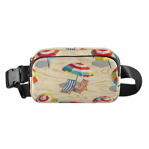Modische Sommer-Gürteltasche mit Reißverschluss für Damen und Herren, wasserabweisend, mit verstellbarem Gurt für Training, Laufen, Wandern, Cartoon Liegestühle, Liegestühle für den Sommer, Modern von miaozhen