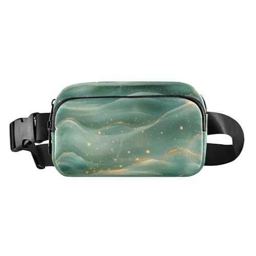 Modische Umhängetasche, Anti-Diebstahl-Hüfttasche für Damen und Herren, klein, mit verstellbarem Riemen, für Radfahren, Wandern, Fitnessstudio, Bolsa para hombre de cintura, Rotgold, Blaugrün, Modern von miaozhen