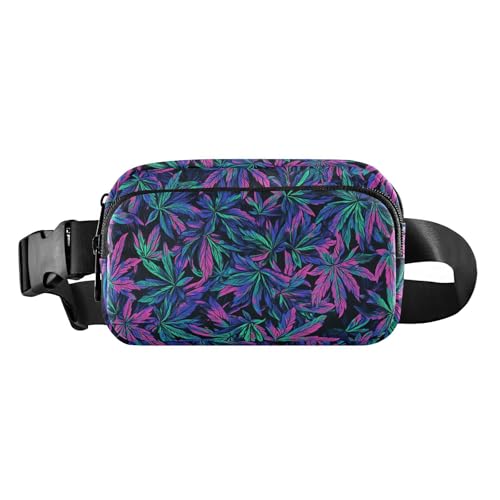 Modische fluoreszierende Ahornblatt-Umhängetasche für Damen und Herren, wasserabweisend, mit verstellbarem Riemen für Radfahren, Wandern, Fitnessstudio, Bolsa Para Hombre de Cintura, Blatt, Ahornblatt von miaozhen