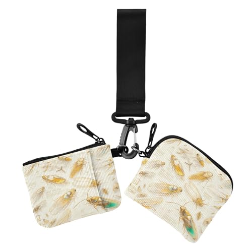 Münzbeutel für Damen, Motiv: Tierinsekten, goldfarben, Kartenhalter, klein, abnehmbarer Ausweishalter, Schutz mit Reißverschluss, Münzfach für Damen, 2 Stück, Tier Insekt Gold, Modern Münzbeutel für Damen, Motiv: Tierinsekten, goldfarben, Kartenhalter, klein, abnehmbarer Ausweishalter, Schutz mit Reißverschluss, Münzfach für Damen, 2 Stück, Tier Insekt Gold, Modern von miaozhen