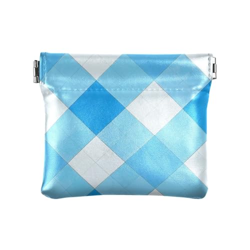 Münzgeldbörse für Damen, Leder, kariert, Rhombe, ausgefallene Organisationstasche für Damen, Bolsas Para Monedas de Mujer, Blau karierte Raute, 1 size von miaozhen