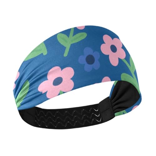 Niedliche rosa blaue Blumen, kühlendes Stoff-Stirnband, dehnbarer Kopf für Fußball, Volleyball, Basketball, Workout, Diademas para el pelo de mujer von miaozhen