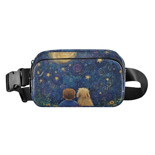 Night Under Blue Stars Moon Stilvolle Bauchtasche für Damen und Herren, wasserdicht, mit verstellbarem Gurt, für Workout, Laufen, Wandern, Bolsas de Cintura para mujer, Nacht unter blauen Sternen von miaozhen