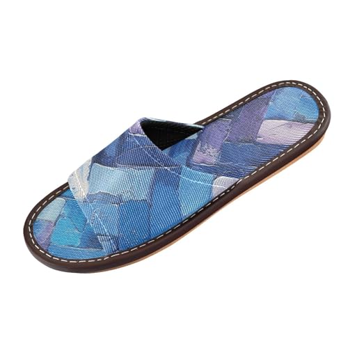 Ölgemälde, himmelblaue Herren-Hausschuhe, für drinnen und draußen, Sommer, niedlich, offener Zehenbereich, für Reisen, Pool, Party, Sandalen, Ölgemälde Himmelblau, 40 EU von miaozhen