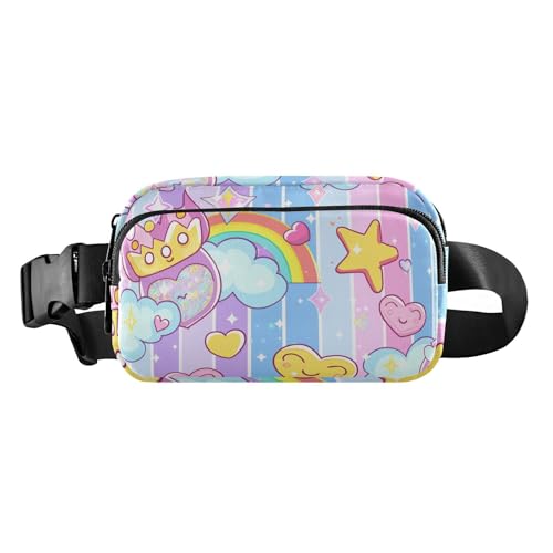 Prinzessinnenkleid, Krone, Cartoon-Mode, Crossbody-Tasche, Diebstahlschutz, Hüfttasche für Damen und Herren, wasserabweisend, mit verstellbarem Riemen, für Reisen, Fitnessstudio, Arbeit, von miaozhen