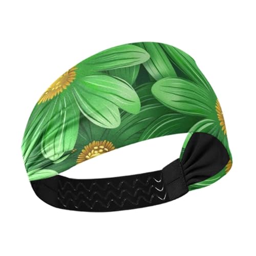 Rutschfeste breite Stirnbänder mit Gänseblümchen-Motiv, elastisch, für Fußball, den täglichen Gebrauch, Basketball, Fußball, Cintas, Para, el Cabello de Mujer, Grün von miaozhen