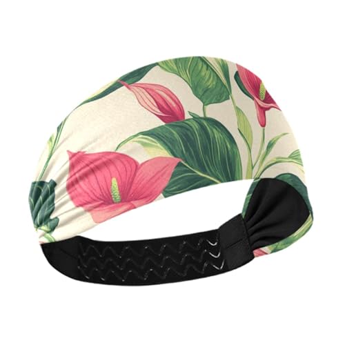 Schicke rote Calla-Lilie, feuchtigkeitsableitende Stirnbänder für Damenhaar, dehnbare Haarbänder für Laufen, Fußball, Sport, den täglichen Gebrauch, Diademas deportivas para mujer von miaozhen
