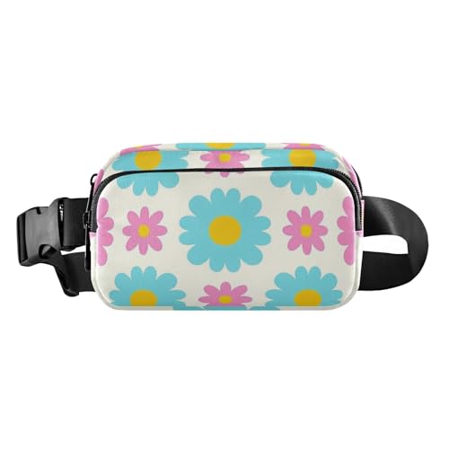 Schöne Gänseblümchen Blumen Pfirsich Blau Mode Crossbody Tasche Taille Packs für geschäftsfrau Mini mit Verstellbaren Gürtel für Reise Urlaub Laufen bolsa para hombre de cintura, schöne Gänseblümchen von miaozhen