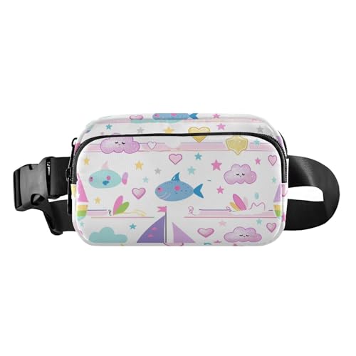 Segelboot Insel Cartoon Mode Niere Crossbody Tasche für Damen Herren Große Kapazität mit verstellbarem Trageriemen Wandern Mandiles Para mujer de cocina, Segelboot, Insel, Segelboot Cartoon Insel, von miaozhen