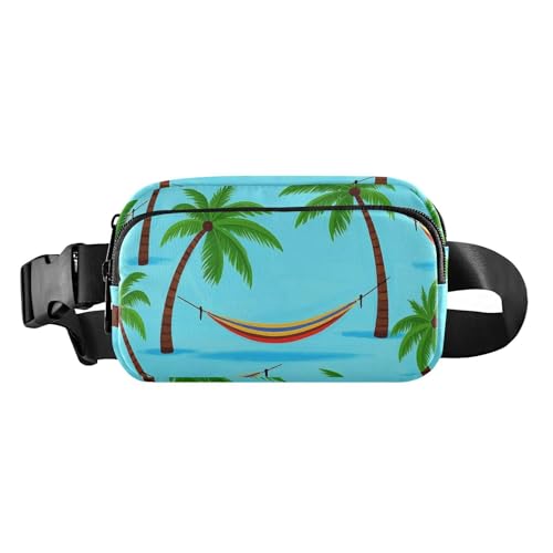 Sommer Blau Kokos Baum Hängematte Stilvolle Crossbody Tasche Anti Diebstahl Taille Pack für Frauen Männer Große Kapazität mit Verstellbaren Gürtel für Reise Urlaub Laufen Mariconeras de cintura para,, von miaozhen