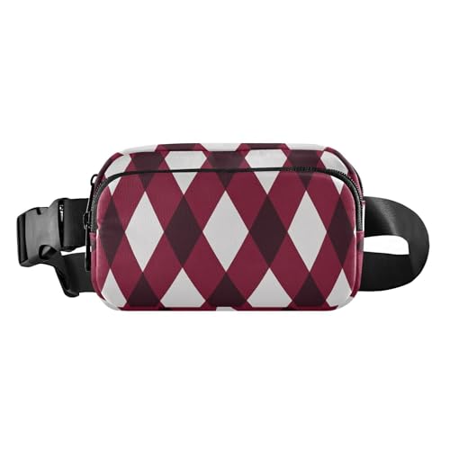 Tradiction Dunkelrot Kariert Kariert Plaid Mode Running Gürtel Tasche Taille Pack für Frauen Männer Große Kapazität mit Verstellbarem Gürtel für Workout Laufen Wandern bulto de cintura para, von miaozhen