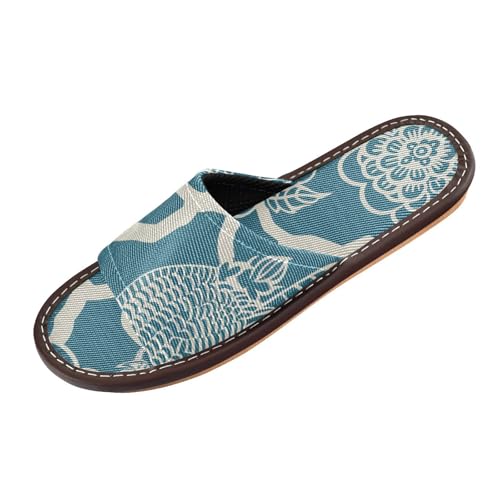 Traditionelle chinesische Muster Eule Blaugrün Herren und Damen Hausschuhe Indoor Sommer rutschfeste Gummisohle Home Schuhe für Gäste, Hotel, Reisen, Flugzeug zapatos casuales para mujer von miaozhen