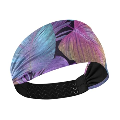 Tropische Blätter, Dampfwellen-Design, rutschfest, Sport-Stirnbänder für Damen, dehnbare Tennis-Schweißbänder für athletische Sportarten, Basketball, Yoga, Bandas para el cabello de mujer von miaozhen