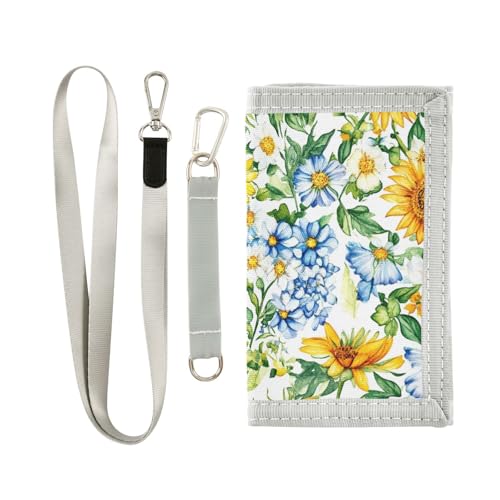 Ukraine Sonnenblumen-Geldbörse, dreifach gefaltet, dünn, für Männer, Geschenke für junge Nylon, leicht, mit Umhängeband, Billetera minimalista para hombre, Ukraine Sonnenblume Schönheit Sommerblumen von miaozhen