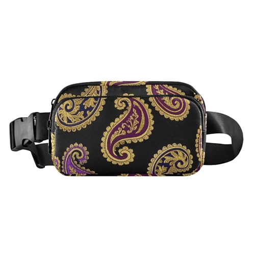 Umhängetasche mit Retro-Blumenmuster, Paisleymuster, stilvoll, Diebstahlschutz, Gürteltasche für Damen und Herren, Mini mit verstellbarem Gurt, für Workout, Laufen, Wandern, Bolsa de Cintura Para, Rot von miaozhen