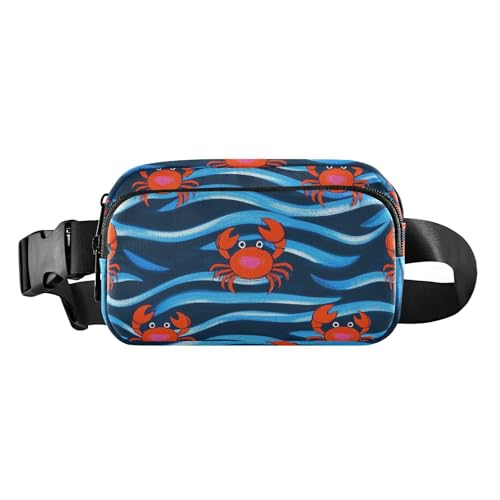 Umhängetasche mit niedlichem Tierwelle, rote Krabbe, modisch, für Damen und Herren, großes Fassungsvermögen, mit verstellbarem Gurt, für Reisen, Urlaub, Laufen, Bolsa de Cintura Para, Niedliche von miaozhen