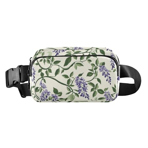 Vintage Glyzinien Blumen Retro Mode Umhängetasche Damen Herren Wasserdicht mit verstellbarem Riemen für Reisen, Laufen, Wandern, Mandiles Para Mujer de Cocina, Blume, Retro, Retro Vintage Glyzinien von miaozhen