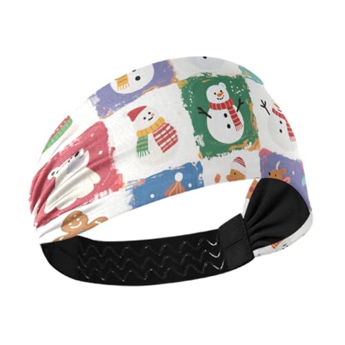 Weißer Schneemann, kariert, rutschfest? Modische Damen-Stirnbänder, dehnbare Schweißbänder für Volleyball, Fitnessstudio, Make-up, Wandern, Zubehör für Para el Cabello de Mujeres von miaozhen