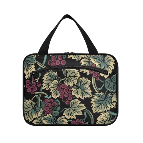 Yummy Grapes Pattern Purple Brown Hanging Travel Kit for Men with Hook, Designer Fashion for Women Must Haves, estuche para brochas maquillaje L, Leckeres Traubenmuster, Violett, Braun, Modern von miaozhen