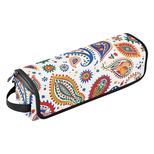 miaozhen 2-in-1-Haar-Werkzeug-Organizer mit Eisenmatte, wasserdicht, flacher Lockenstab, Reise-Organizer für Glätteisen, heiße Werkzeuge und Haarpflegezubehör, Boho-Paisleymuster, bunt, tragbarer von miaozhen